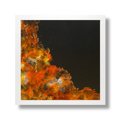 Flame Thrower- Small Fire Abstract Art- Alcohol Ink Art - Alinato Art