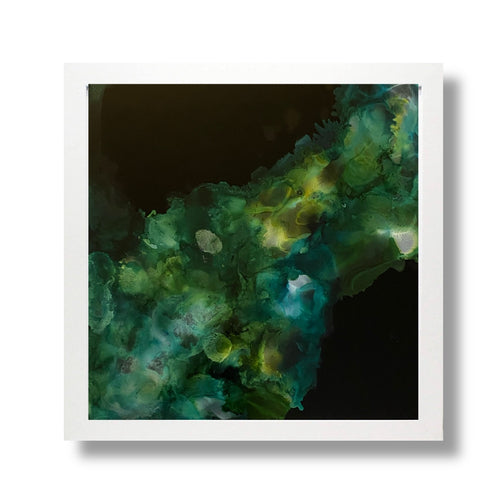 Green Day- Green Abstract Alcohol Ink Art- Framed Art - Alinato Art