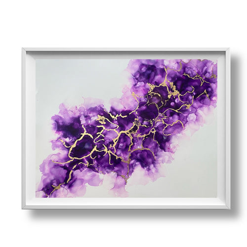 Purple Rain- Purple and Gold Abstract Art- Wall Art - Alinato Art